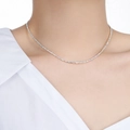 Minimalist S925 sterling silver beaded choker necklace for women in elegant silver finish - 925 Silver / Irregular Silver Nugget Chain Necklace (YHX152)