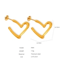Golden heart shaped titanium steel earrings with a polished round finish, model F895 - F895-Gold Heart Earrings