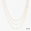 Collier multi-rangs en acier inoxydable doré avec perles fines sur chaînes délicates - Chaîne Satellite à Trois Rangs / Collier en Or (KD1739)