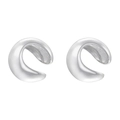 Paio di earcuff minimalisti a forma di C in argento lucido su sfondo bianco - Ear Cuff a Forma di C Argento Platino