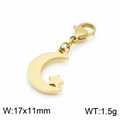 Goldener Stern- und Mondanhänger mit Karabinerverschluss aus Titanstahl für DIY-Schmuck - Gold (KLJ6982-Z)