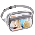 Transparent PVC waist bag with adjustable grey strap and secure quick-release buckle - Gray