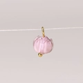 Pink blossom-shaped glass charm with golden metal loops for DIY jewelry making - Purple Lily of the Valley