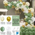 152pcs Avocado Green Balloon Arch Kit with Gold and White Latex Balloons for Party Decor - Avocado Set 01