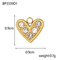 Macro shot of gold heart pendant with zircon stones including size and weight details - BP3339D1-Small Heart Pendant
