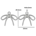 Pair of polished silver stainless steel bow pendants with detailed 20.5x23mm dimensions - Style 21 / Steel