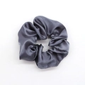 Dark grey satin scrunchie with a silky finish, elegant minimalist hair accessory - Dark Gray