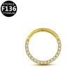 Anello a cerniera in titanio F136 dorato con pietre di zircone trasparente - Oro Tondo Zirconia