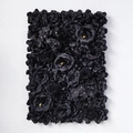 Artificial flower wall panel featuring dense black roses and hydrangeas for event decor - Candy Black