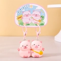 Pink cartoon pig magnetic couple keychains with matching hooks on display card - Magnetic - Capybara Style Pink Piggy / SKU Price for One Pair