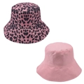 Pink and leopard print cotton bucket hats for women featuring stylish sun protection design - One Size / Pink Leopard Bucket Hat
