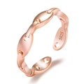 Rose gold S925 sterling silver open ring with a minimalist hollow chain link design - Oval Pig Nose Chain / Rose Gold-J326