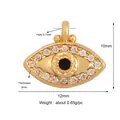 Gold-plated evil eye pendant with white zircon inlays and detailed size dimensions - Small Gold Charm L452904-Gold