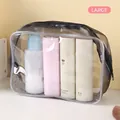 Large smoke gray transparent PVC waterproof toiletry bag with zipper for travel gear - Thickened 20 Wire Large 22.5*6.5*16 / Black