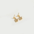 Eleganti orecchini a fiore dorati con zirconi bianchi brillanti e design a due livelli - Fiore Doppio Strato Oro