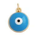 Blue and gold Evil Eye enamel pendant charm with a polished round metal finish - M659608 / Sky Blue