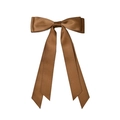 Caramel satin bow hair clip with double layered ribbons and a glossy silk finish - 4.0cm Spring Clip-24-006 / Dark Coffee
