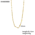 Minimalist gold stainless steel bone chain necklace with 45cm length and elegant sleek finish - Bone Shape Chain (XX48698B0)