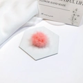 Detailed close-up of a soft pink faux mink fur pompom accessory for DIY craft decoration - Water Pink