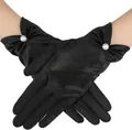 Gants élégants en satin noir avec une perle pour les mariées ou les soirées - Style Perle / Noir