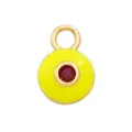 Round golden enamel pendant with bright yellow finish and red center gemstone charm - M651961 / Yellow