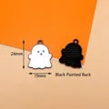 Cute 24mm white ghost Halloween charm with black painted back for DIY jewelry - 12# Spray Painted White Ghost