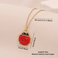 Collana con ciondolo a coccinella rossa in acciaio inossidabile e rame con zirconi - Stile Coccinella su Foglia a Cuore (7#)