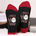 Christmas socks in black and red featuring Santa Claus pattern and Ho Ho Ho lettering - One Size / Santa Claus Black Red