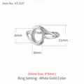 Base anello ovale in argento S925 per pietre 6x8mm con finitura argento lucido - 6X8mm / Oro Bianco