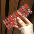 Self-adhesive red nail stickers featuring heart patterns and solid color designs Y3418 - Red Heart Pattern Style (SS-064)
