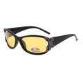 Y2K polarized night vision sunglasses with yellow lenses and butterfly metal trim - Black Frame/Gold Butterfly Yellow Lens