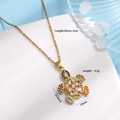 Gold plated sea turtle necklace with colorful cubic zirconia stones and 40cm chain - Colorful