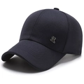 Men's dark blue baseball cap with diamond texture fabric and metal SR logo detail - Adjustable / Navy Blue