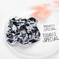 Elastic velvet scrunchie featuring a grey leopard animal print pattern for hair - Style 11 Grey Leopard