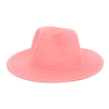 Cappello fedora classico in paglia intrecciata rosa con tesa larga parasole - Rosso rosa