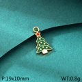 Christmas tree charm with green enamel and golden border for DIY jewelry making - Green Enamel Christmas Tree (KLJ10396-ZLA)