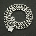 Cadena cubana de 12 mm de acero inoxidable plateado con cierre de resorte hip hop - Collar Plateado / 18 Pulgadas (aprox. 45cm)