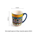 Tazza in ceramica dipinta a mano in stile boho con capacità 500ml e diametro 9,5cm - Tazza (500 ml)