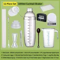 12-piece cocktail shaker set with 1000ml scaled PC shaker and professional bar tools - 1000ml 12-Piece Set