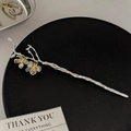 Elegant silver plum blossom hair stick with gold accents and Chinese vintage style - Gold Stamen Plum Blossom Silver