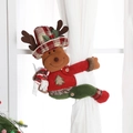 Fermatenda renna di Natale con cappello scozzese e decorazione su tende bianche - Renna di Natale