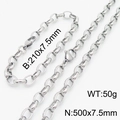 Set di gioielli in acciaio inossidabile argento con bracciale e collana a catena ovale - Set Color Acciaio (KS217522-KFC)