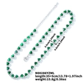 Silver chain necklace with heart-shaped green zircon stones and adjustable clasp - Green Heart (Silver Base) (N00286YZML)