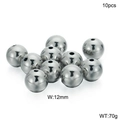 Polished 18K gold plated stainless steel 12mm spacer beads for jewelry making 10pcs - 12mm Steel Color (KLJ2300-Z)