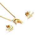 Set di gioielli in acciaio al titanio dorato con collana a V e orecchini coordinati - Oro (KS127568-KFC)
