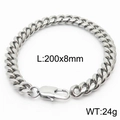 Gepolijste zilveren roestvrijstalen Cubaanse schakelarmband met karabijnsluiting 200mm - Stijl A-8mm-200mm(KB165957-ZZ)