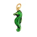 Green enamel seahorse pendant with golden metal loop for summer beach jewelry - Green Seahorse