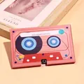 Pink retro tape recordable greeting card with planet patterns and 60s audio chip - 60s Recording - Pink