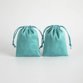 Mint green flannel drawstring jewelry pouch with soft suede texture for gift packaging - Teal Blue