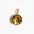 Pendentif pierre de naissance ambre 6mm avec monture en acier inoxydable doré - Or - Novembre